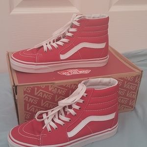 Vans SK8-Hi Mens/Women Red & White Hi Top Skateboard Shoes